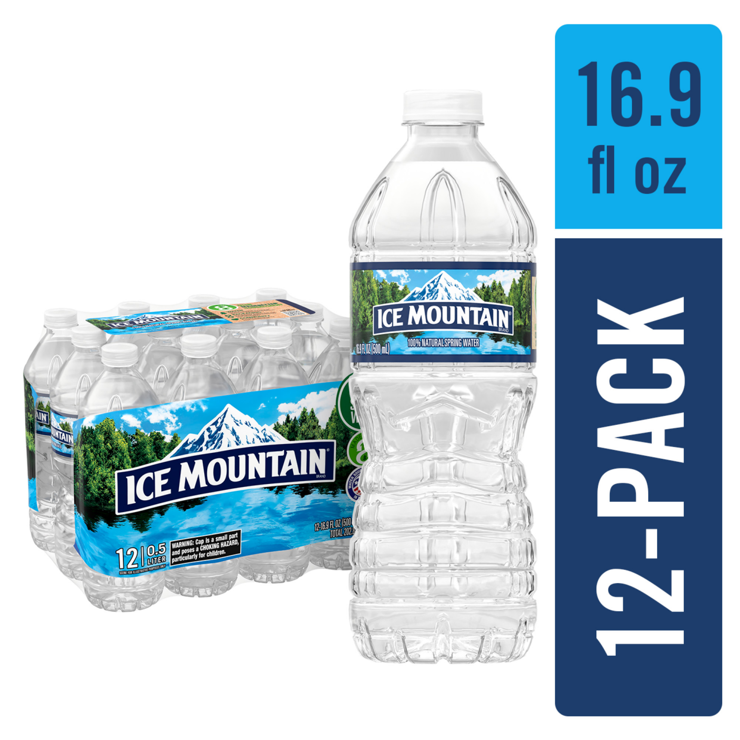 slide 1 of 7, Arrowhead ICE MOUNTAIN Brand 100% Natural Spring Water, 16.9-ounce bottles (Pack of 12), 12 ct
