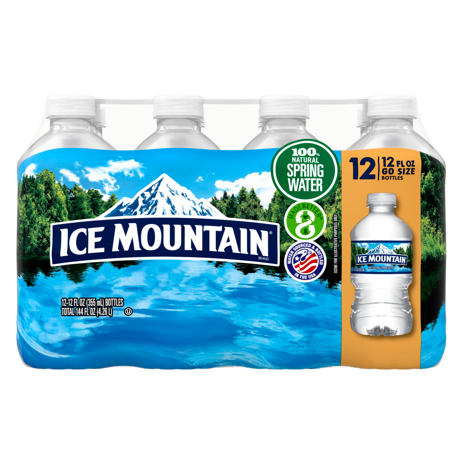slide 2 of 7, ICE MOUNTAIN Brand 100% Natural Spring Water, 12-ounce plastic bottles (Pack of 12), 12 ct