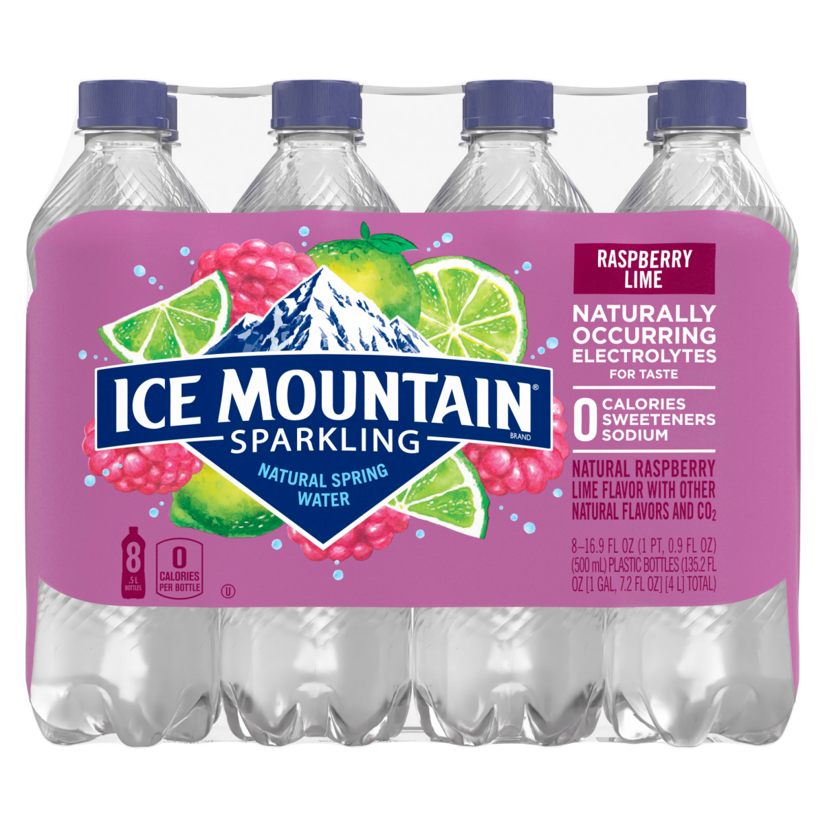 slide 3 of 4, Ice Mountain Sparkling Water, Raspberry Lime- 16.9 fl oz, 16.9 fl oz