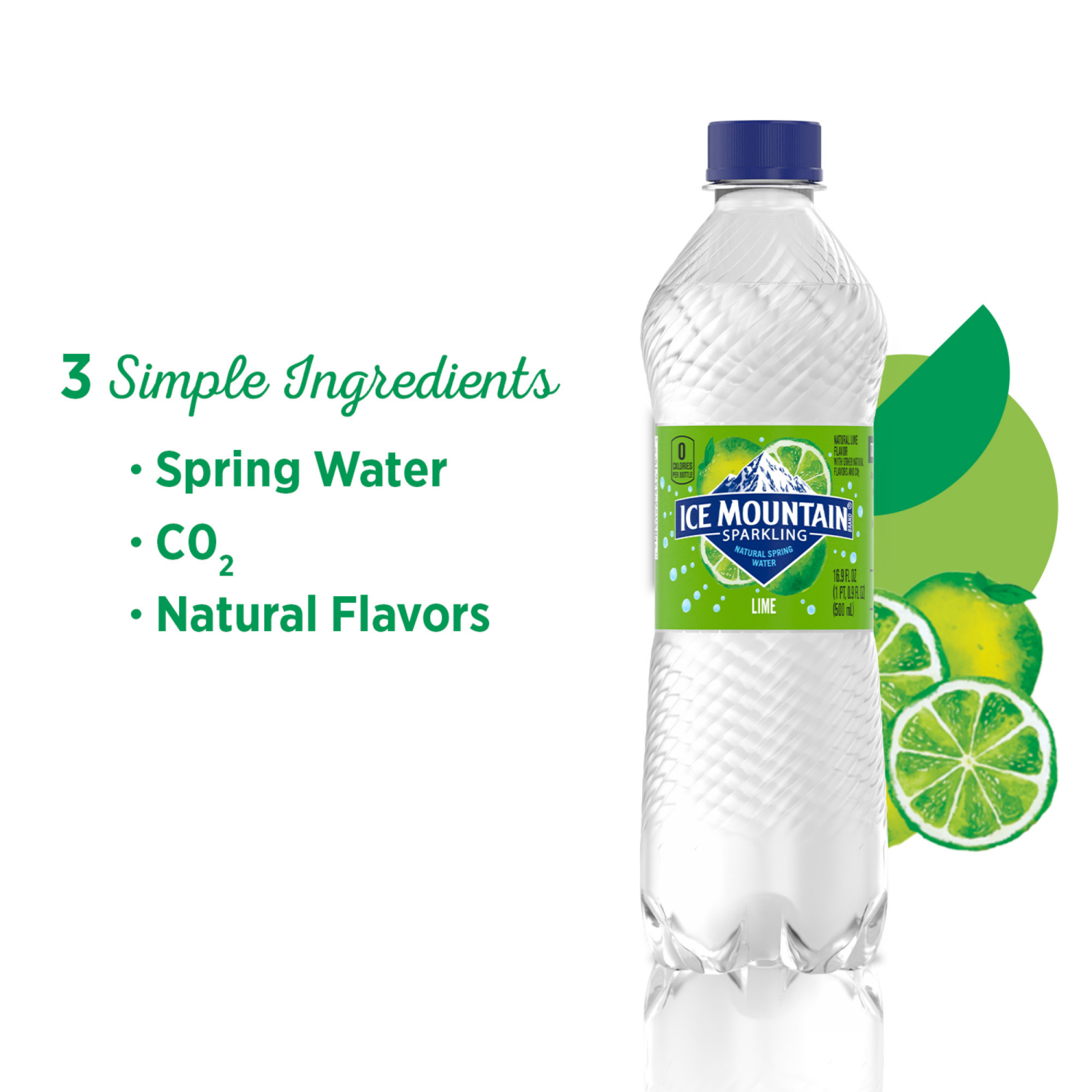 slide 3 of 4, Ice Mountain Sparkling Water, Zesty Lime- 16.9 fl oz, 8 ct