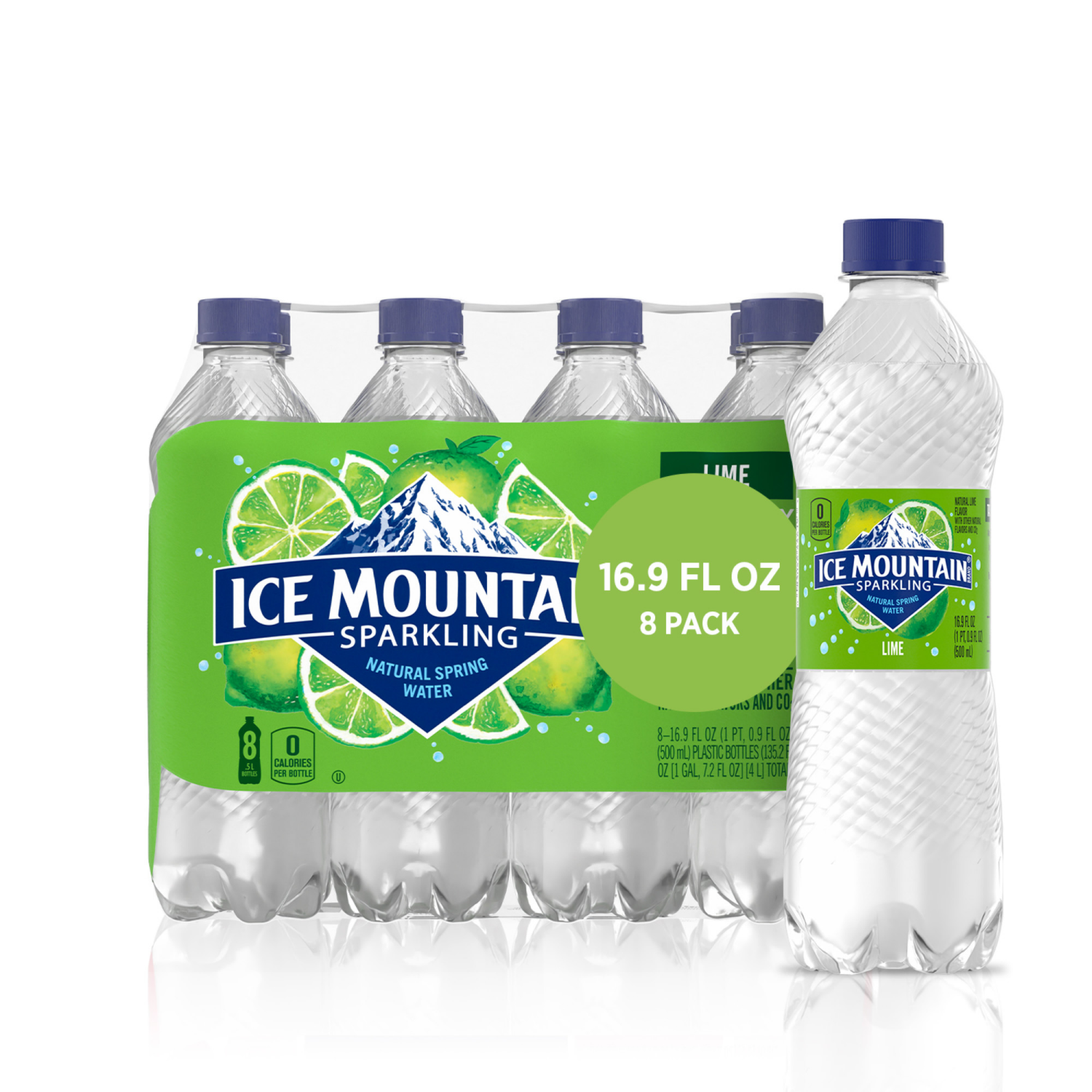 slide 1 of 4, Ice Mountain Sparkling Water, Zesty Lime- 16.9 fl oz, 8 ct