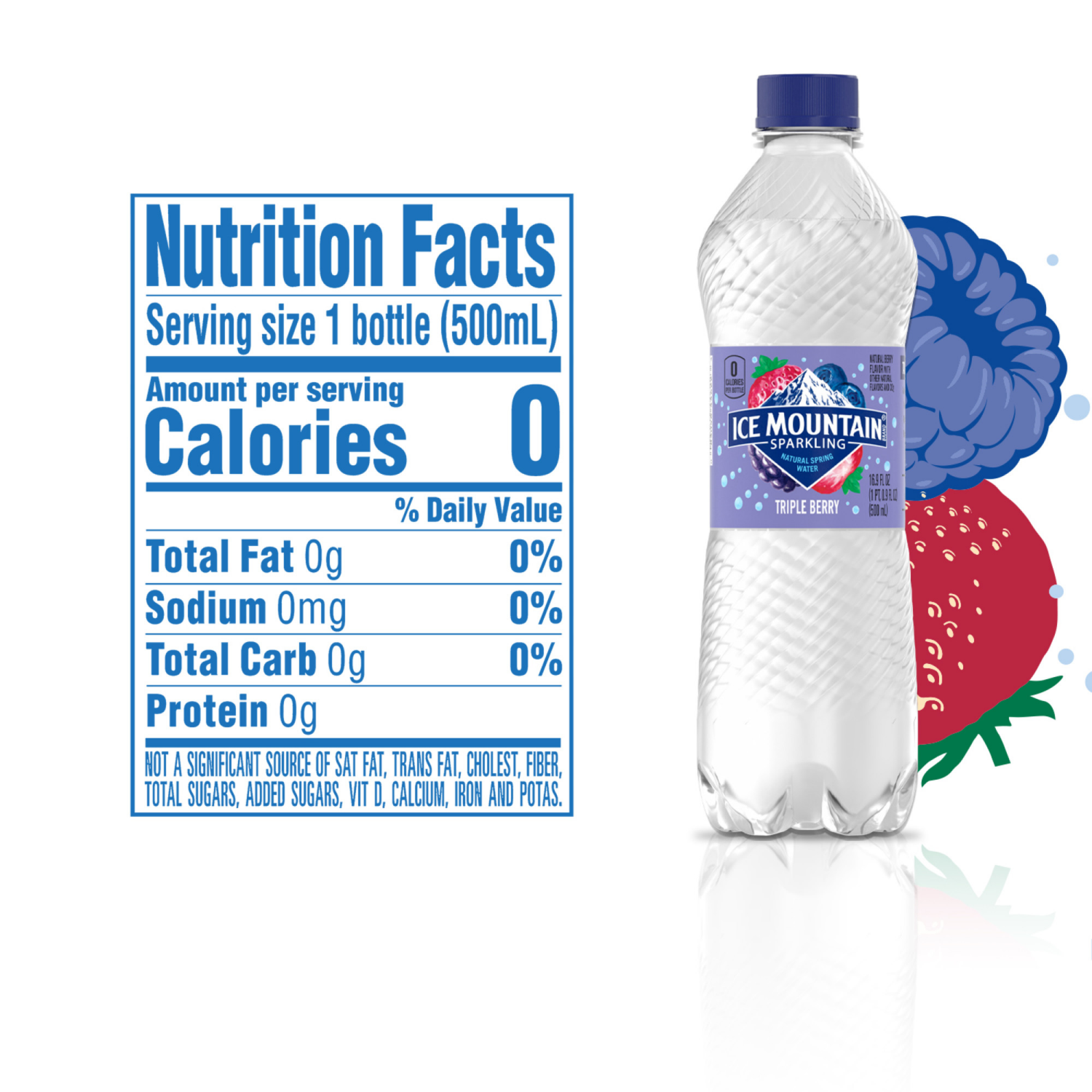 slide 2 of 4, Ice Mountain Sparkling Water, Triple Berry, 16.9 oz. Bottles (8 Count), 8 ct