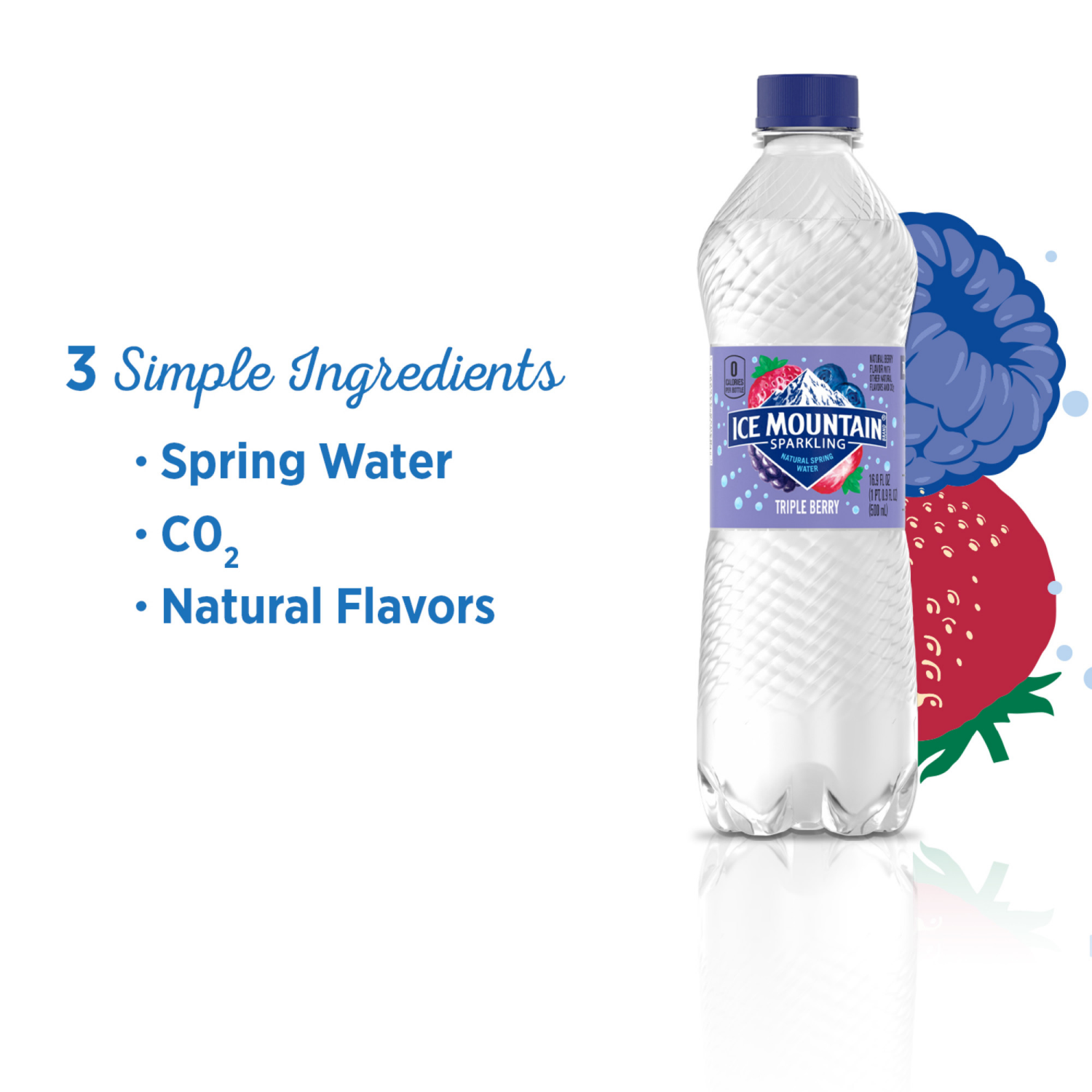 slide 3 of 4, Ice Mountain Sparkling Water, Triple Berry, 16.9 oz. Bottles (8 Count), 8 ct