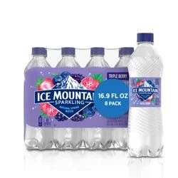 Ice Mountain Sparkling Water, Triple Berry, 16.9 oz. Bottles (8 Count)