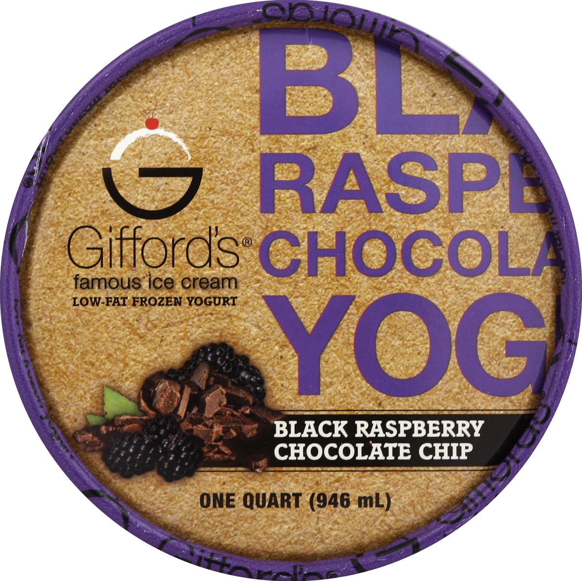 slide 3 of 3, Gifford's Black Raspberry Chocolate Chip Frozen Yogurt 1 qt Cup\Tub, 1 qt