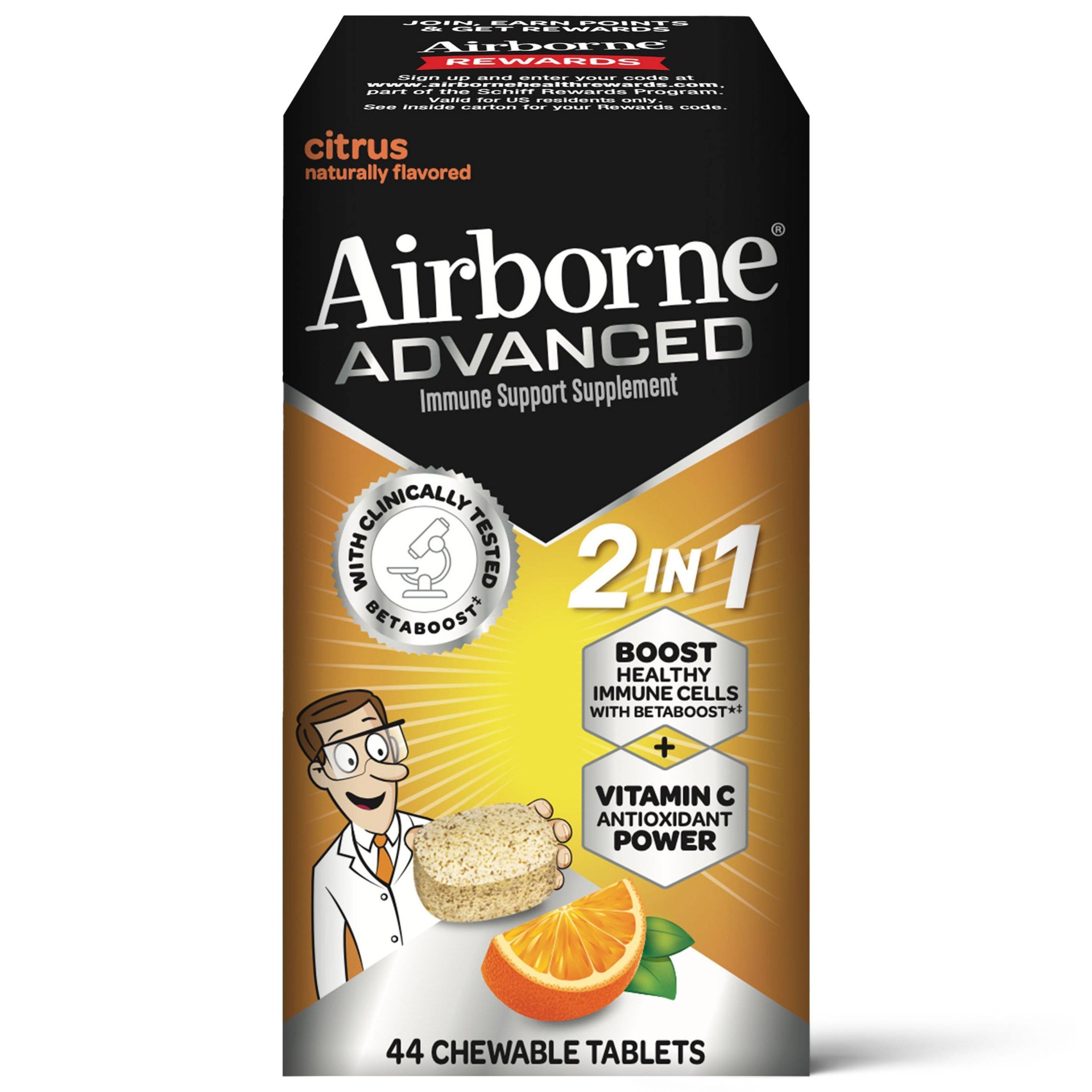 slide 1 of 1, Airborne 2-in-1 Advanced Vitamin C Chews - 44ct, 44 ct