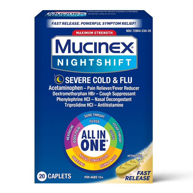 slide 1 of 4, Mucinex Max Strength Cold & Flu Medicine Nighttime - Tablets - 20ct, 20 ct