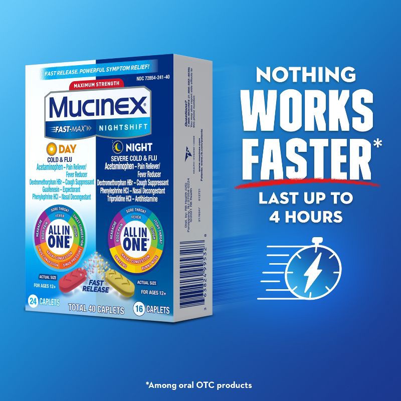 slide 7 of 12, Mucinex Max Strength Cold & Flu Medicine - Day & Night - Tablets - 40ct, 40 ct