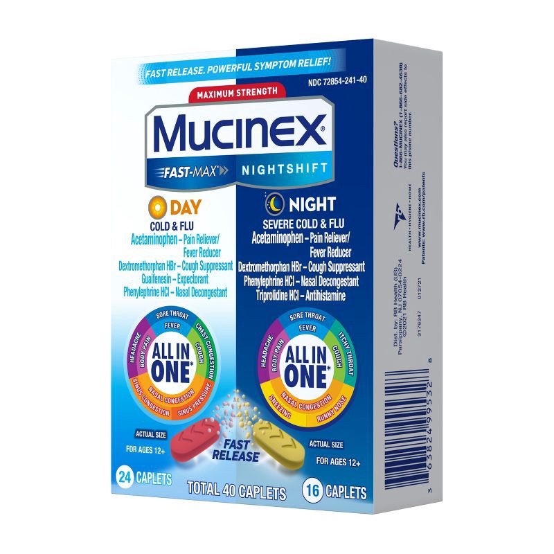 slide 3 of 12, Mucinex Max Strength Cold & Flu Medicine - Day & Night - Tablets - 40ct, 40 ct
