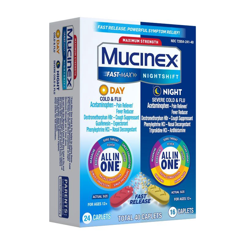 slide 8 of 12, Mucinex Max Strength Cold & Flu Medicine - Day & Night - Tablets - 40ct, 40 ct