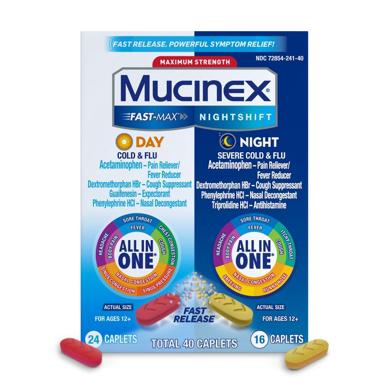 slide 1 of 12, Mucinex Max Strength Cold & Flu Medicine - Day & Night - Tablets - 40ct, 40 ct