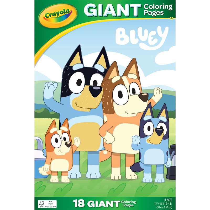 slide 1 of 5, Crayola Giant Coloring Pages - Bluey: Jumbo Toddler Coloring Book for Creative Thinking, 18 Large Sheets, Ages 3+, 1 ct