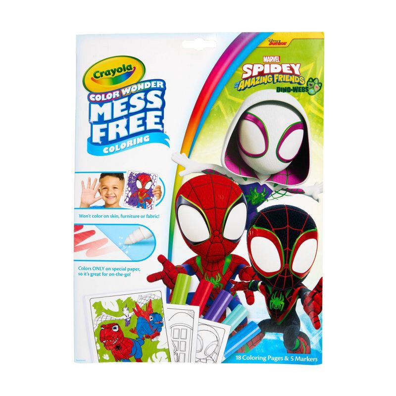 slide 1 of 6, Crayola Spidey and His Amazing Friends Color Wonder Set, 18 Pages, 5 Mess Free Markers,Toddler Stocking Stuffers,Travel Activity,Holiday Gift, Ages 3+, 1 ct