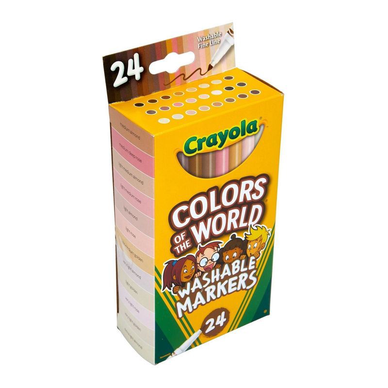 slide 2 of 6, Crayola 24ct Colors of the World Fine Line Washable Markers: Back to School Supplies for Teachers and Kids, Coloring Markers, 24 ct