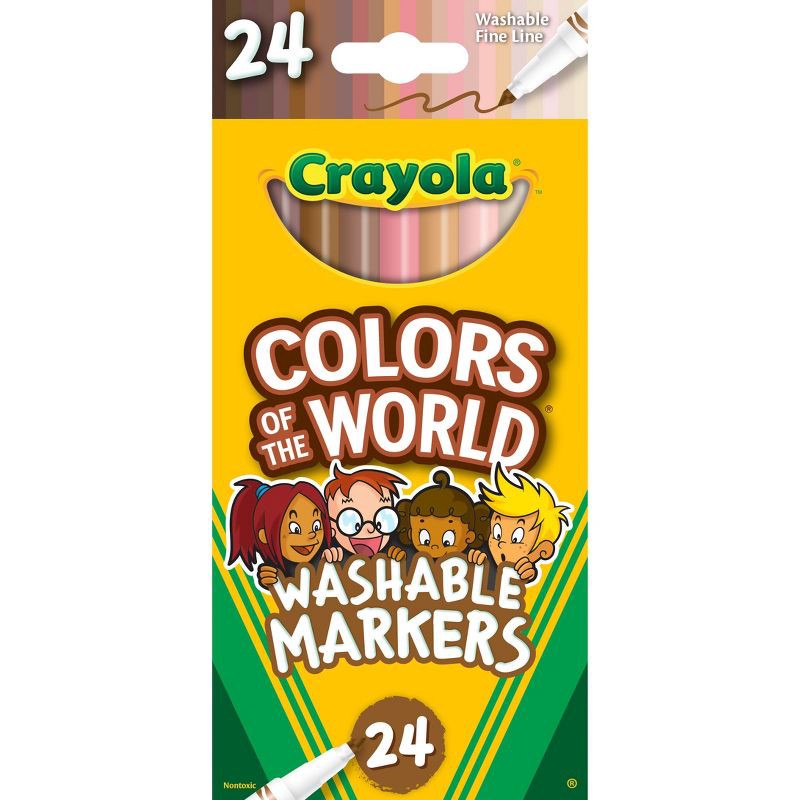 slide 1 of 6, Crayola 24ct Colors of the World Fine Line Washable Markers: Back to School Supplies for Teachers and Kids, Coloring Markers, 24 ct