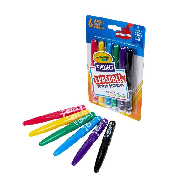 slide 3 of 5, Crayola 6ct Project Erasable Poster Markers, 6 ct