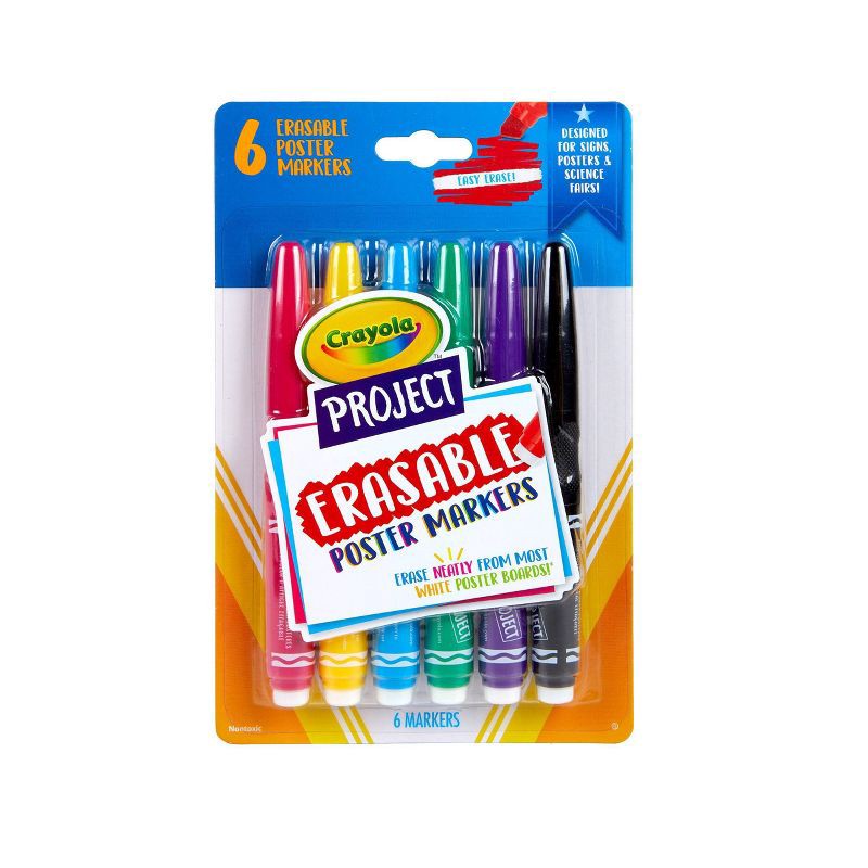 slide 1 of 5, Crayola 6ct Project Erasable Poster Markers, 6 ct