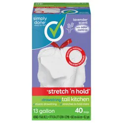 Simply Done 13 Gallon Drawstring Lavender Scent Tall Kitchen Bags - 40 ct