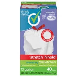Simply Done 13 Gallon Drawstring Lavender Scent Tall Kitchen Bags - 40 ct