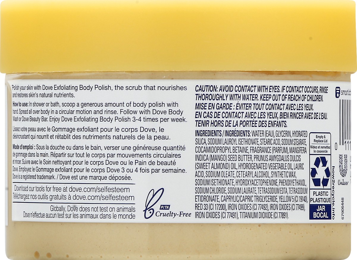 slide 8 of 9, Dove Exfoliating Body Polish Scrub Crushed Almond & Mango Butter, 10.5 oz, 10.5 oz