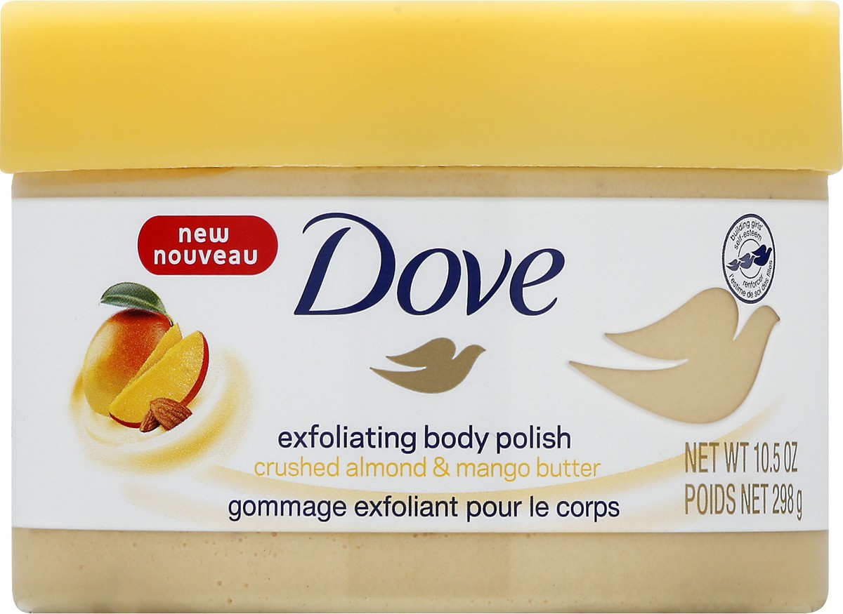 slide 3 of 9, Dove Exfoliating Body Polish Scrub Crushed Almond & Mango Butter, 10.5 oz, 10.5 oz