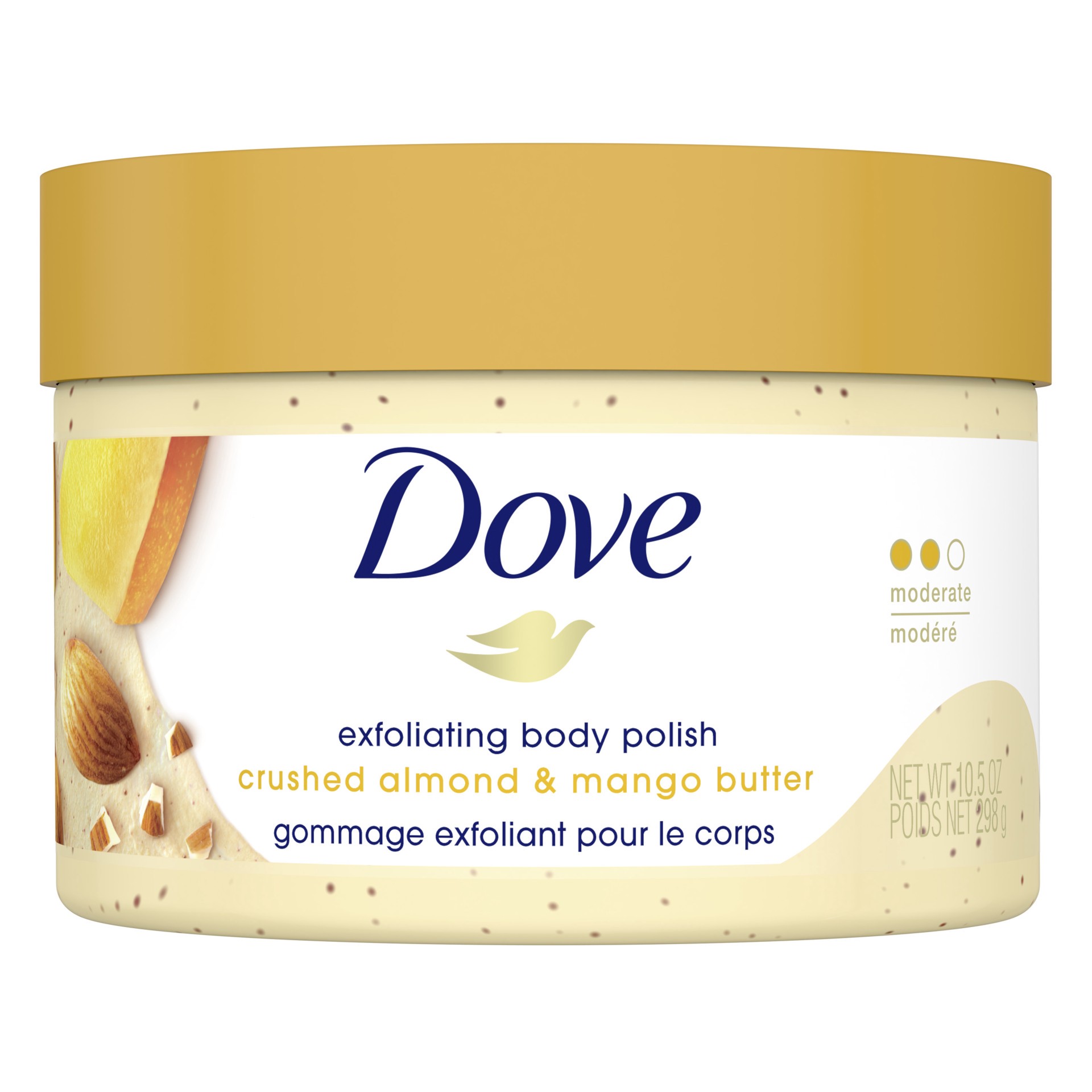 slide 1 of 9, Dove Exfoliating Body Polish Scrub Crushed Almond & Mango Butter, 10.5 oz, 10.5 oz