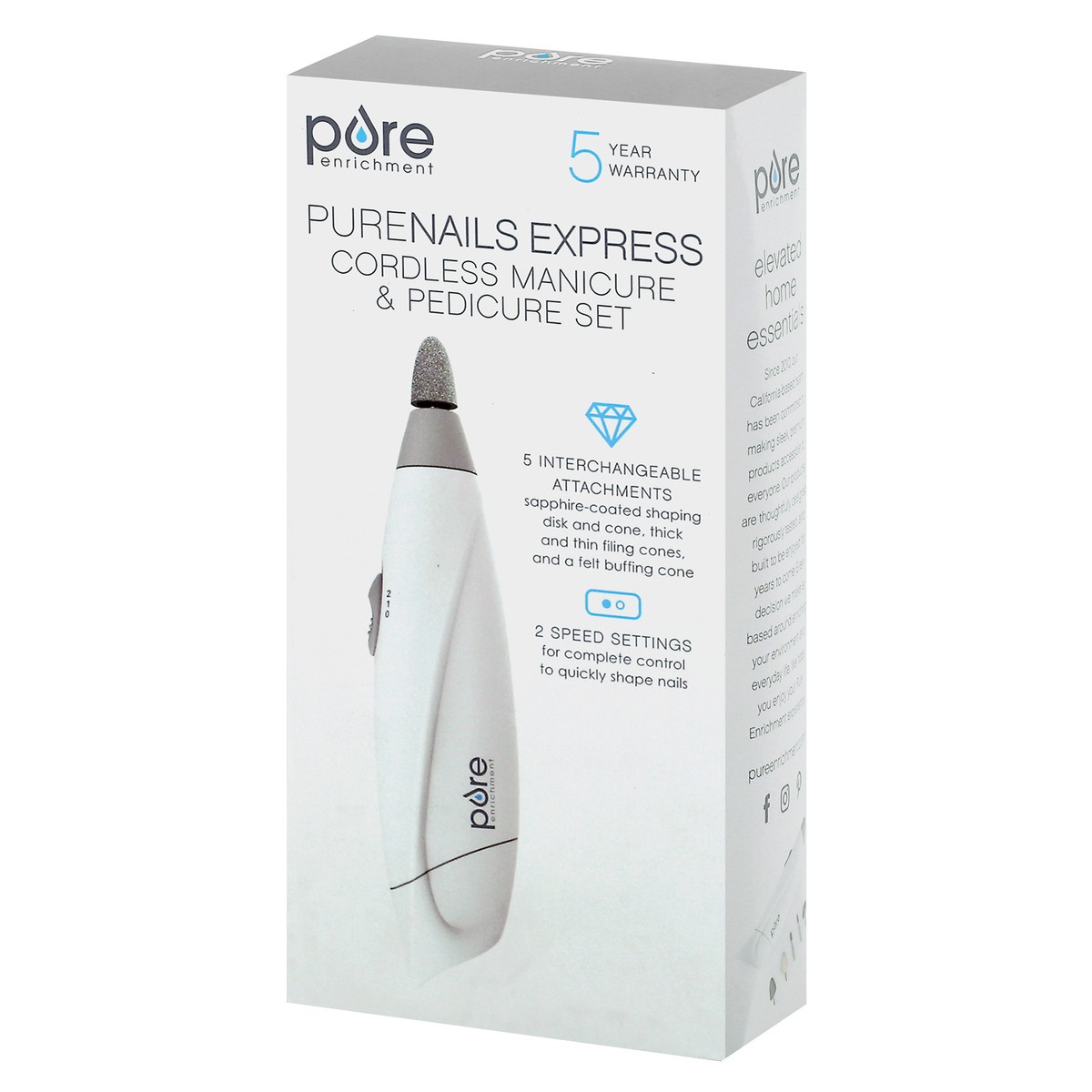 slide 3 of 9, Pure Enrichment PureNails Express Cordless Manicure & Pedicure Set 7 pc Box, 1 ct