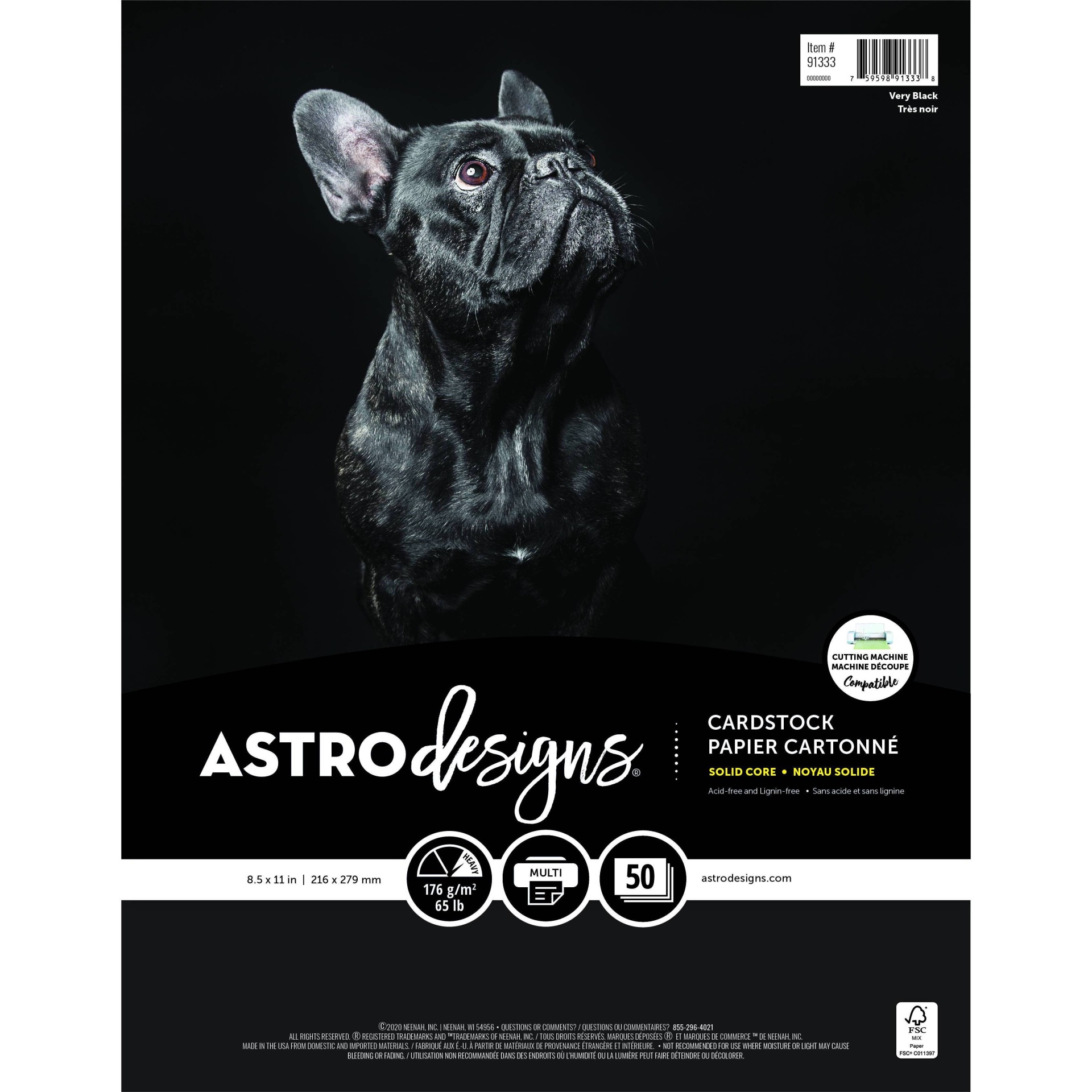 slide 1 of 5, 8.5''x11'' 50-Sheet Black Cardstock - Astrobrights, 1 ct