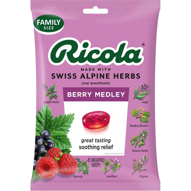 slide 1 of 11, Ricola Throat Drops - Berry Medley - 45ct, 45 ct