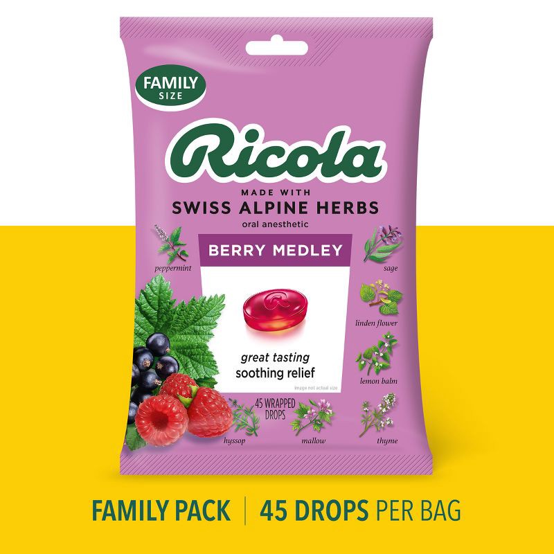 slide 3 of 11, Ricola Throat Drops - Berry Medley - 45ct, 45 ct