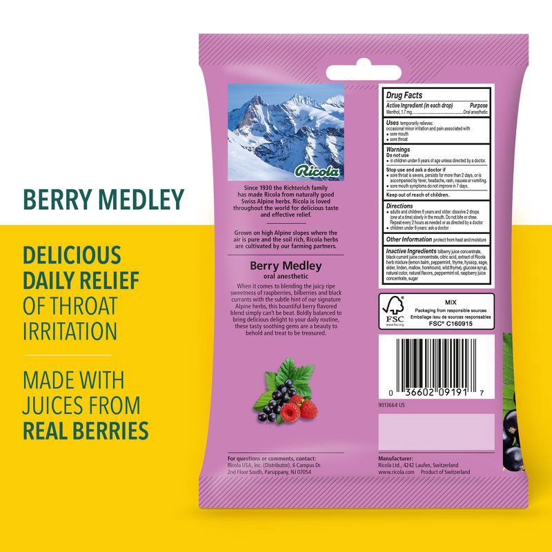 slide 4 of 11, Ricola Throat Drops - Berry Medley - 45ct, 45 ct