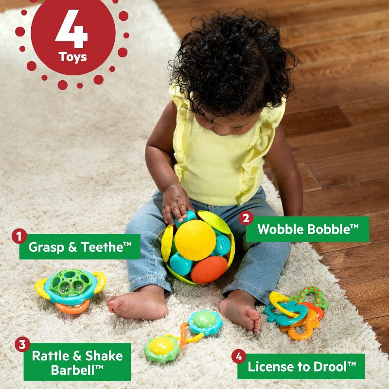 slide 4 of 10, Bright Starts Oball Catch Me Smile Teethers Baby Toy Gift Set - 4pc, 4 ct