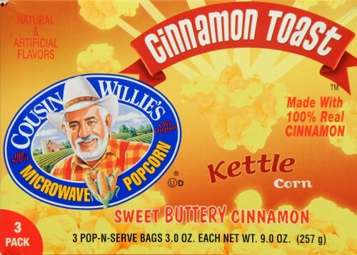 slide 1 of 1, Cousin Willie's Microwave Cinnamon Toast Popcorn, 8.1 oz