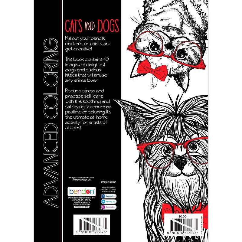 slide 2 of 4, Advanced Coloring Book Cats and Dogs - Bendon: Adult Creative Pages, 40 Images of Cats & Dogs, 12+ Years, 1 ct