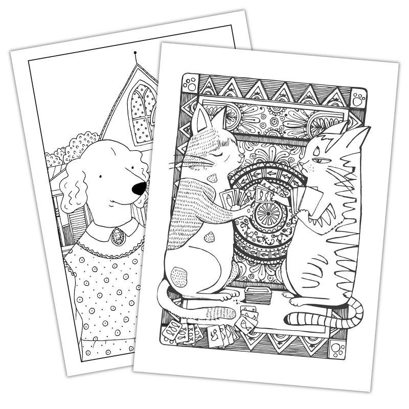 slide 3 of 4, Advanced Coloring Book Cats and Dogs - Bendon: Adult Creative Pages, 40 Images of Cats & Dogs, 12+ Years, 1 ct