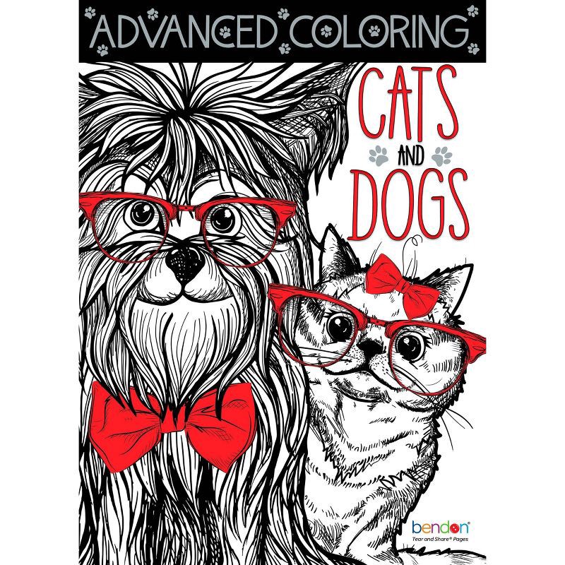 slide 1 of 4, Advanced Coloring Book Cats and Dogs - Bendon: Adult Creative Pages, 40 Images of Cats & Dogs, 12+ Years, 1 ct