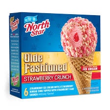 slide 1 of 1, North Star Strawberry Crunch Ice Cream Cone, 6 ct