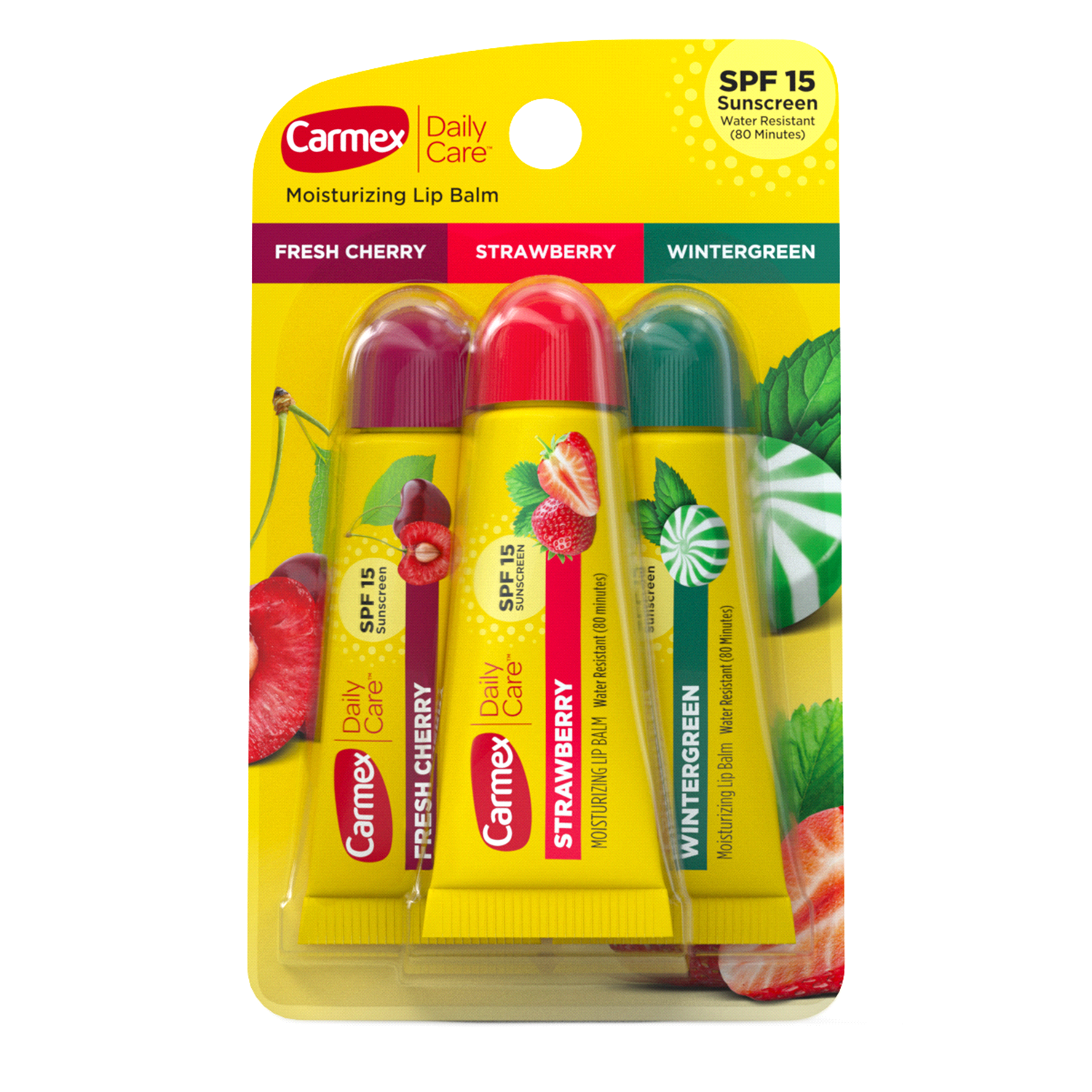 slide 1 of 1, Carmex Carmin Daily Care Moisturizing Lip Balm, 3 ct