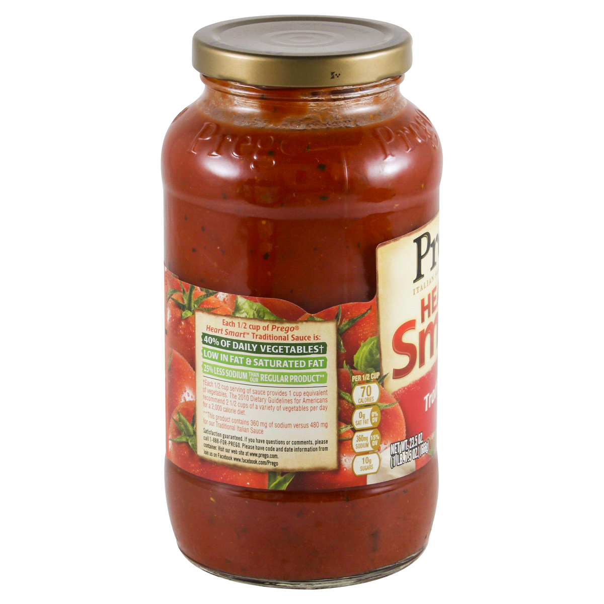 slide 8 of 8, Prego Traditional Lower Sodium Pasta Sauce, 23.5 oz Jar, 23.5 oz