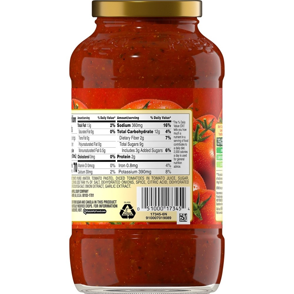 slide 6 of 8, Prego Traditional Lower Sodium Pasta Sauce, 23.5 oz Jar, 23.5 oz