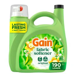 Gain Liquid Fabric Softener - Original Scent - 140 fl oz: Paraben-Free, Aluminum-Free, Bleach-Free, Spill-Resistant Lid