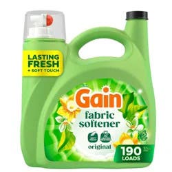 Gain Liquid Fabric Softener - Original Scent - 140 fl oz: Paraben-Free, Aluminum-Free, Bleach-Free, Spill-Resistant Lid