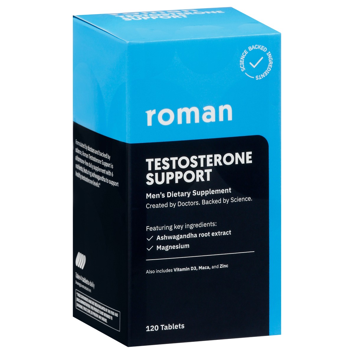 slide 7 of 9, Roman Testosterone Support, Men, Tablets, 120 ct