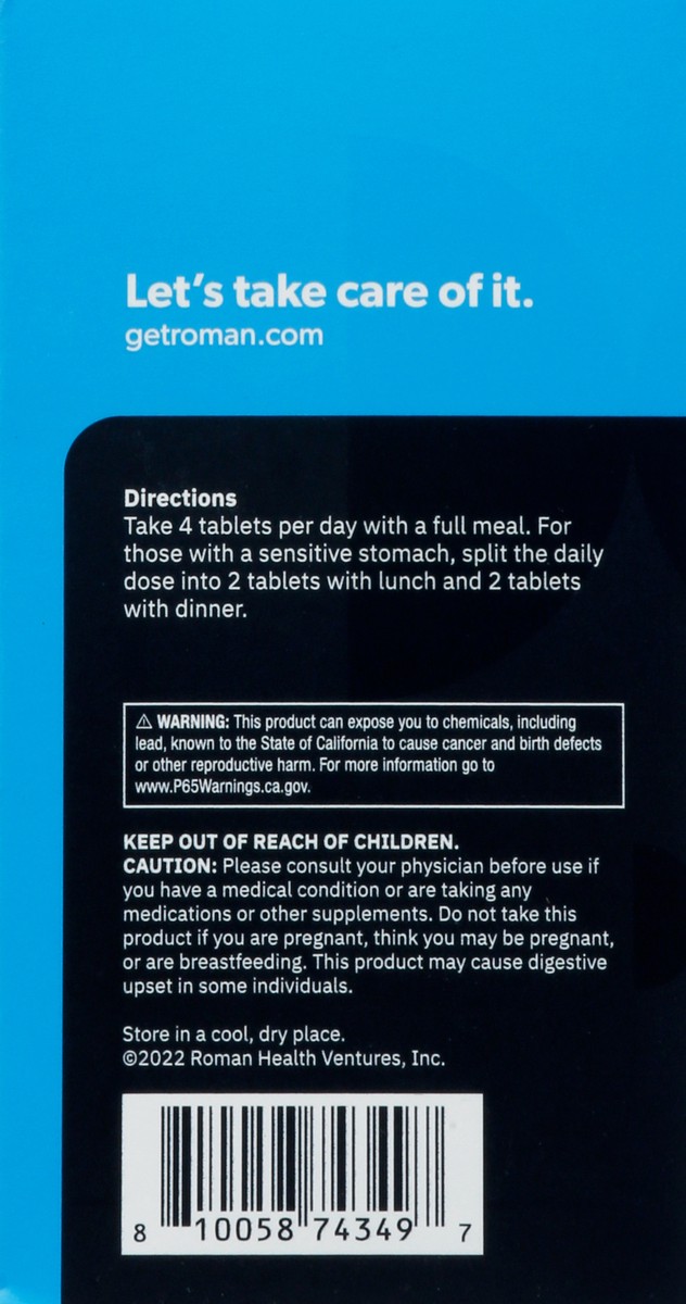slide 3 of 9, Roman Testosterone Support, Men, Tablets, 120 ct