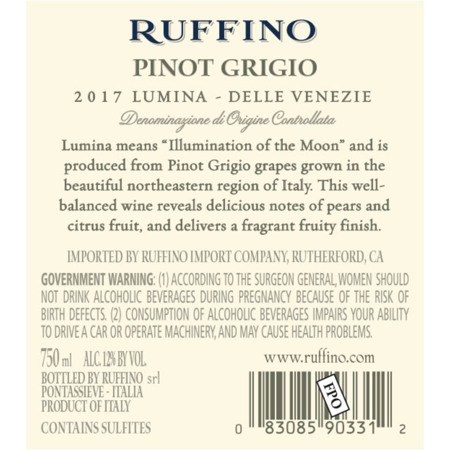 slide 2 of 8, Ruffino Lumina DOC Pinot Grigio Italian White Wine, 750 ml