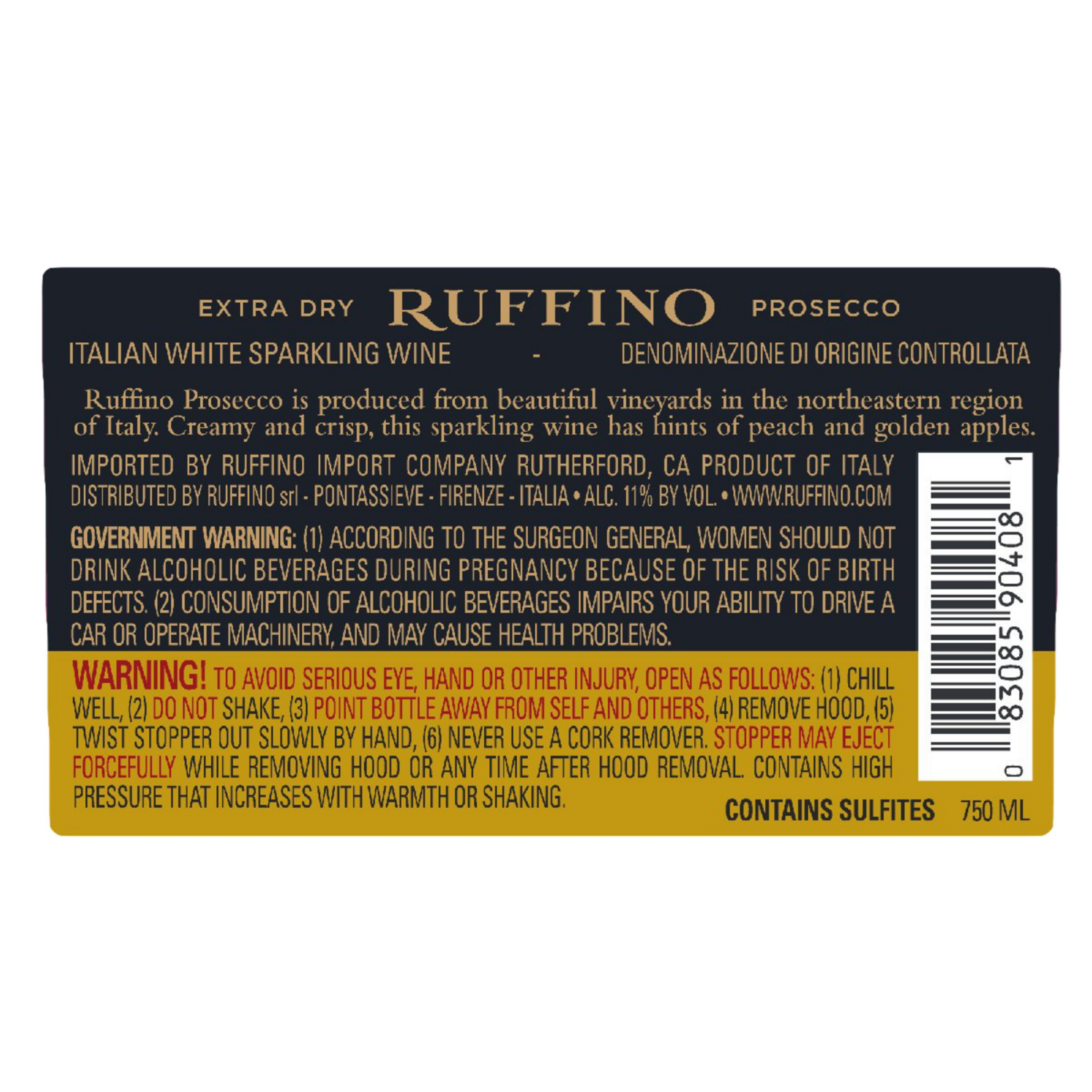 slide 2 of 8, Ruffino Prosecco DOC Italian White Sparkling Wine, 750 ml