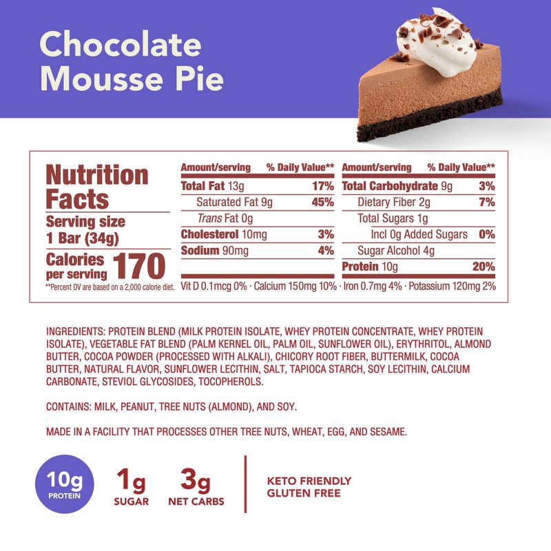 slide 4 of 10, think! High Protein Keto Chocolate Mousse Pie Bars - 5pk, 5 ct