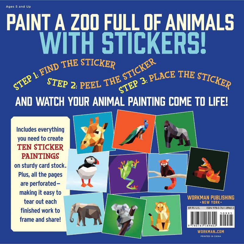 slide 7 of 7, Paint By Sticker Zoo Animals - Workman: Kids Craft Activity Kit with Stickers & Activity Book, Animal Theme, 1 ct