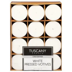 Tuscany Candle White Pressed Votives Unscented Candles 12 ea