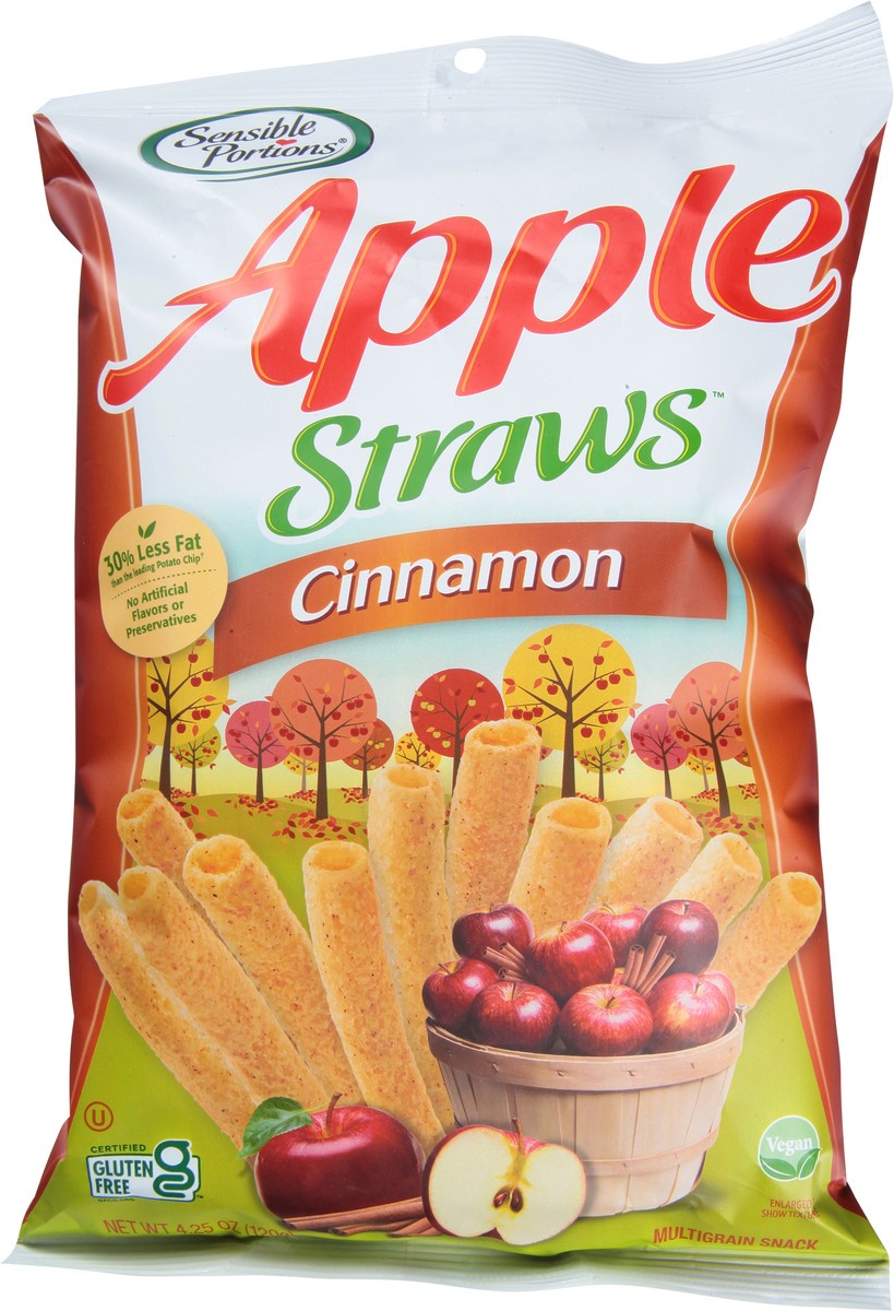 slide 5 of 9, Sensible Portions Apple Straws Cinnamon Multigrain Snack 5 oz. Bag, 5 oz